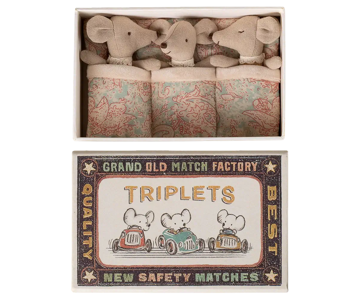 Maileg: Triplets, Baby mice in matchbox - Checker