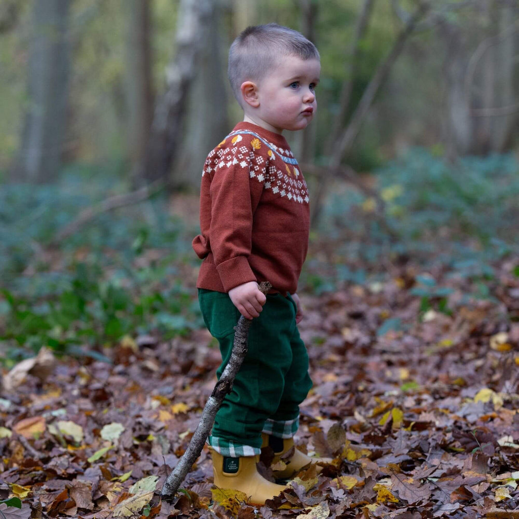 Little Green Radicals Autumn Leaves Fairisle Knitted Jumper