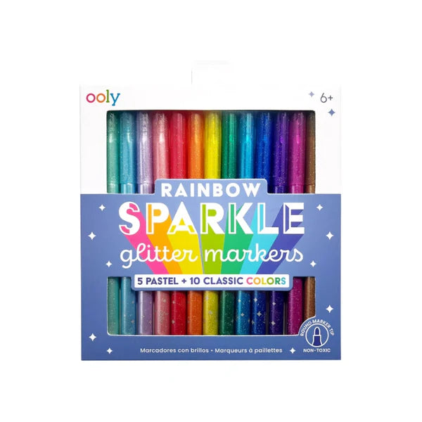 Ooly: Rainbow Sparkle Glitter Markers - Set of 15