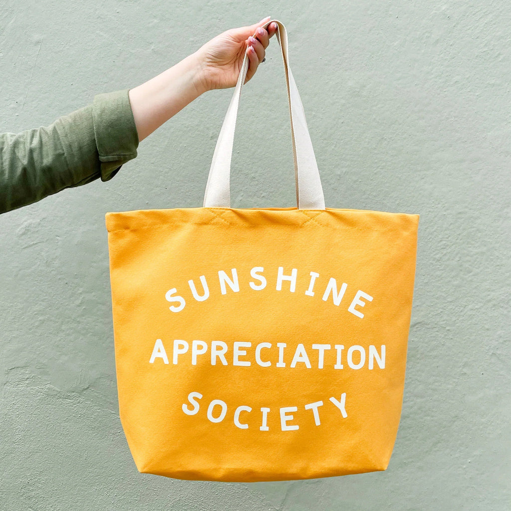 Alphabet Bags: Sunshine Appreciation Society - Yellow Canvas Tote Bag - Acorn & Pip_Alphabet Bags