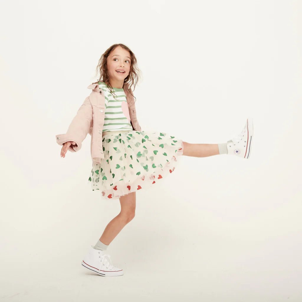 Bob & Blossom: Vanilla Tutu with Green Glitter Hearts - Acorn & Pip_Bob & Blossom