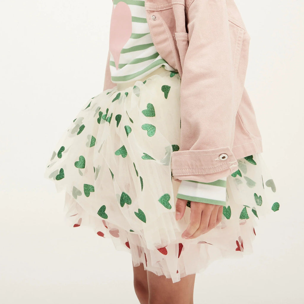 Bob & Blossom: Vanilla Tutu with Green Glitter Hearts - Acorn & Pip_Bob & Blossom
