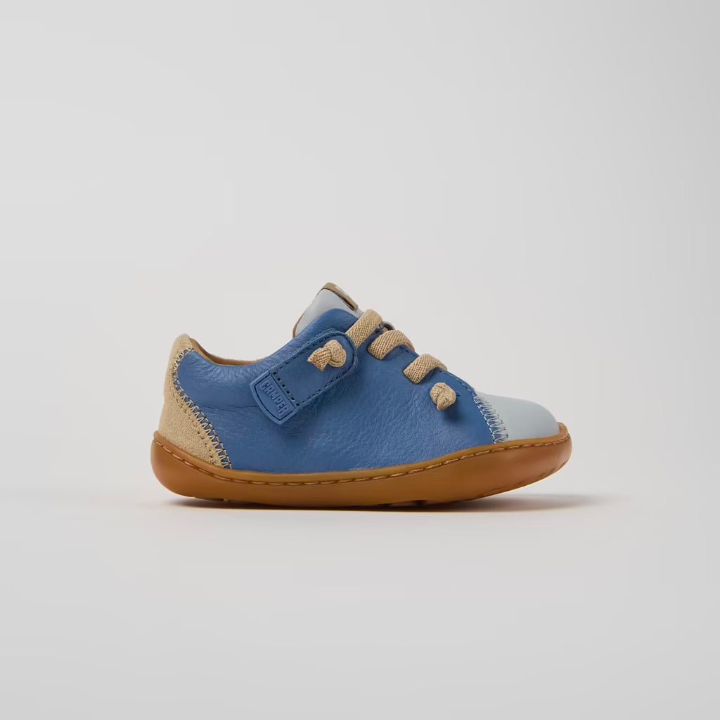 Camper: Twins Leather Velcro Shoes - Multicolour Blue - Acorn & Pip_Camper