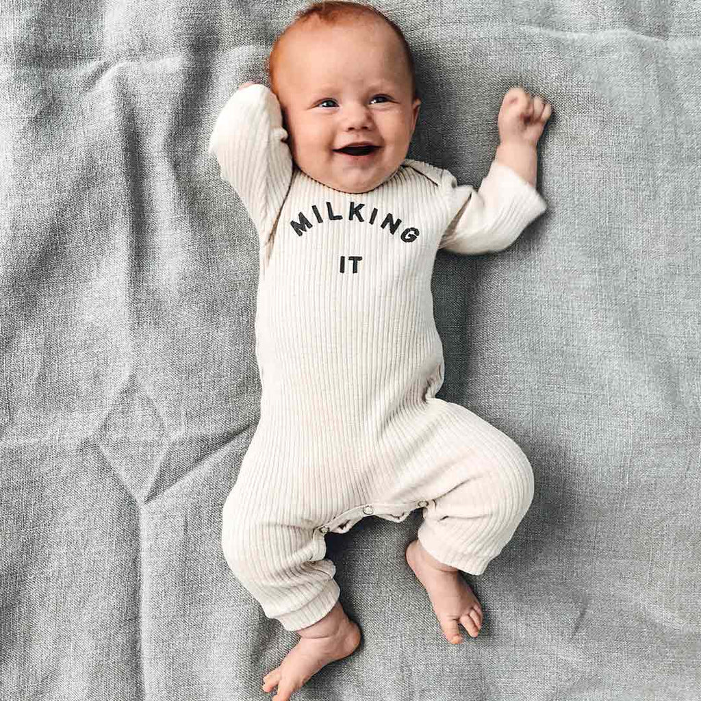 Claude & Co: Milking It ® Onesie Oat - Acorn & Pip_Claude & Co