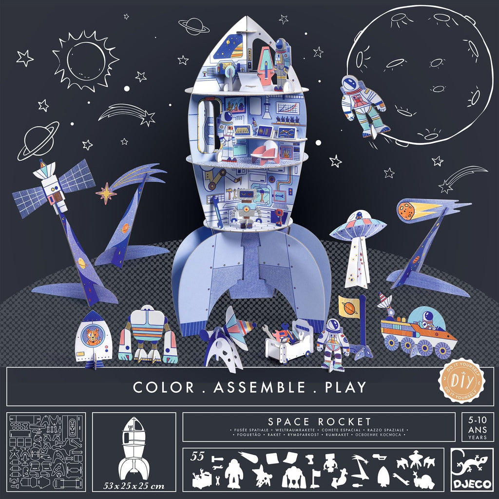 Djeco: Colour Assemble Play - Space Rocket - Acorn & Pip_Djeco