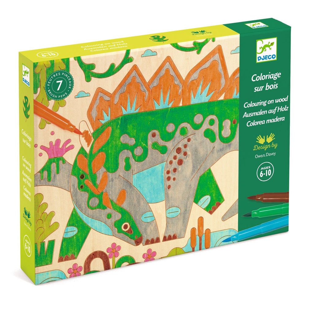 Djeco: Colouring on Wood - Dino World - Acorn & Pip_Djeco