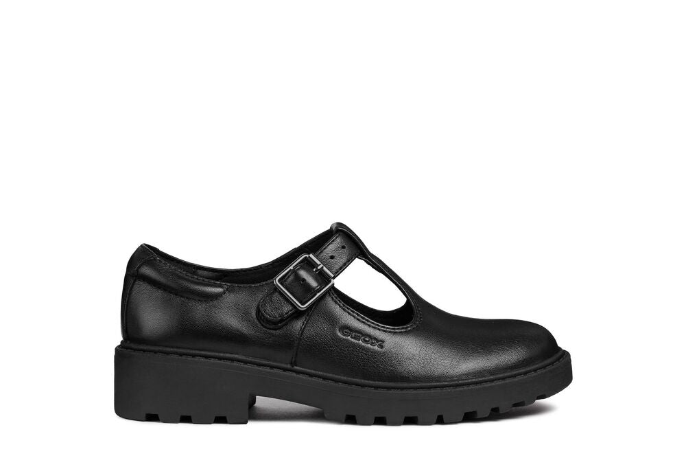 Geox: Casey Buckle School Shoes - Black Leather - Acorn & Pip_Geox