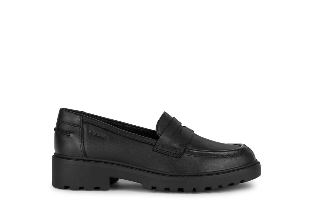 Geox: Casey Loafer School Shoes - Black Leather - Acorn & Pip_Geox