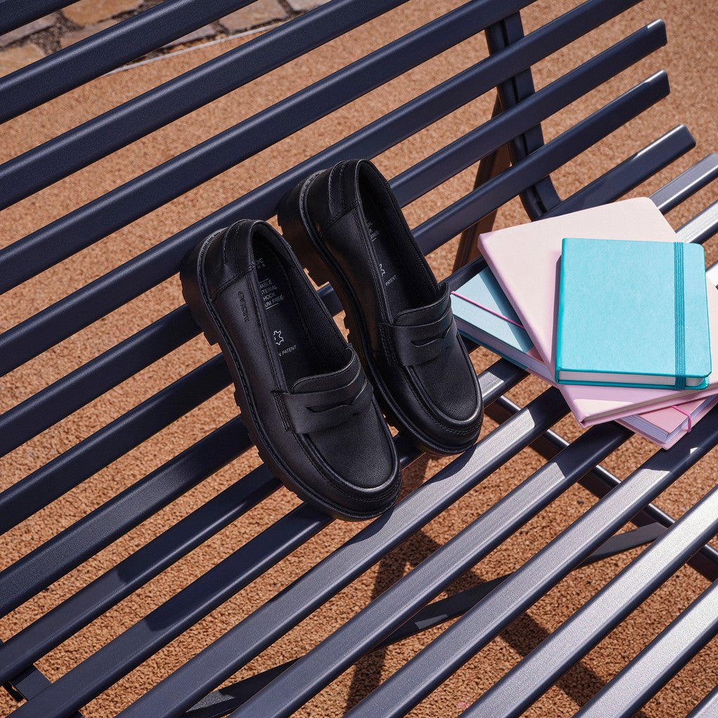 Geox: Casey Loafer School Shoes - Black Leather - Acorn & Pip_Geox