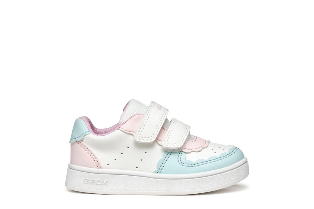 Geox: Eclyper Velcro Trainers - White / Aqua - Acorn & Pip_Geox