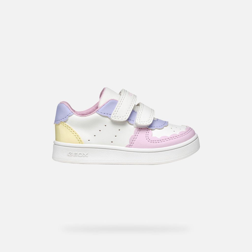 Geox: Eclyper Velcro Trainers - White / Yellow - Acorn & Pip_Geox
