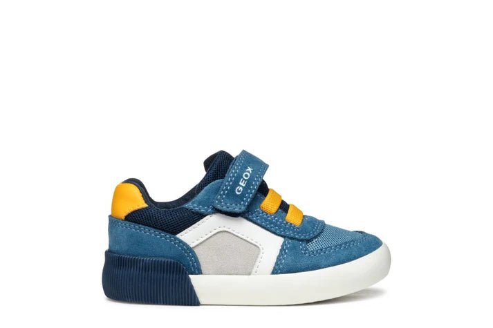 Geox: Gisli Velcro Trainers - Jeans / Yellow - Acorn & Pip_Geox