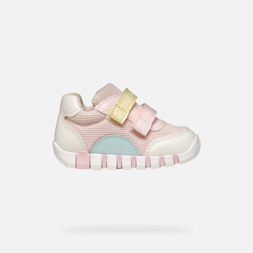 Geox: Iupidoo Velcro Trainers - Pink / Light Yellow - Acorn & Pip_Geox