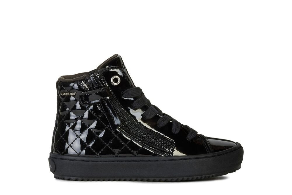 Geox: Kalispera Quilted School Shoes - Black Patent - Acorn & Pip_Geox