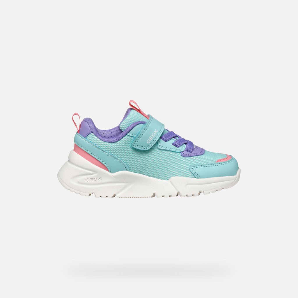 Geox: Loftus Velcro Trainers - Aqua / Lilac - Acorn & Pip_Geox