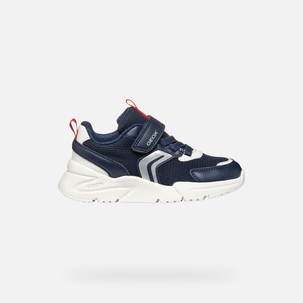 Geox: Loftus Velcro Trainers - Navy / Red - Acorn & Pip_Geox