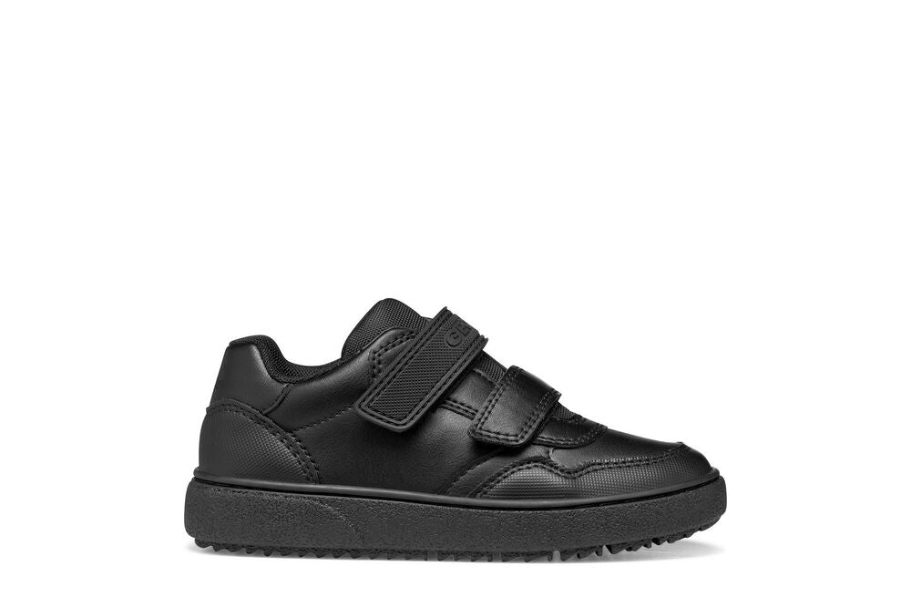 Geox: Theleven Velcro School Shoes - Black Leather - Acorn & Pip_Geox
