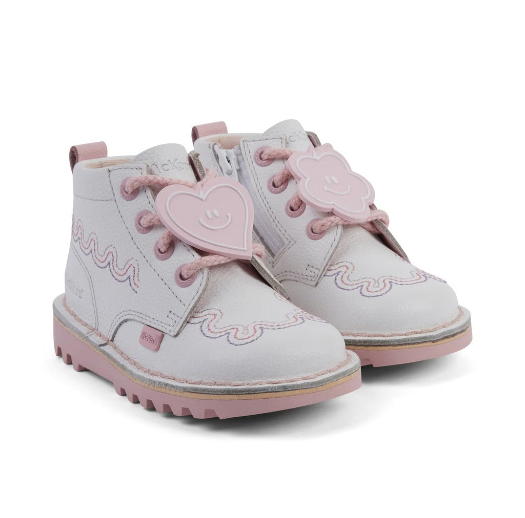 Kickers: Infant Girl's Kick Hi Wave - Leather White - Acorn & Pip_Kickers
