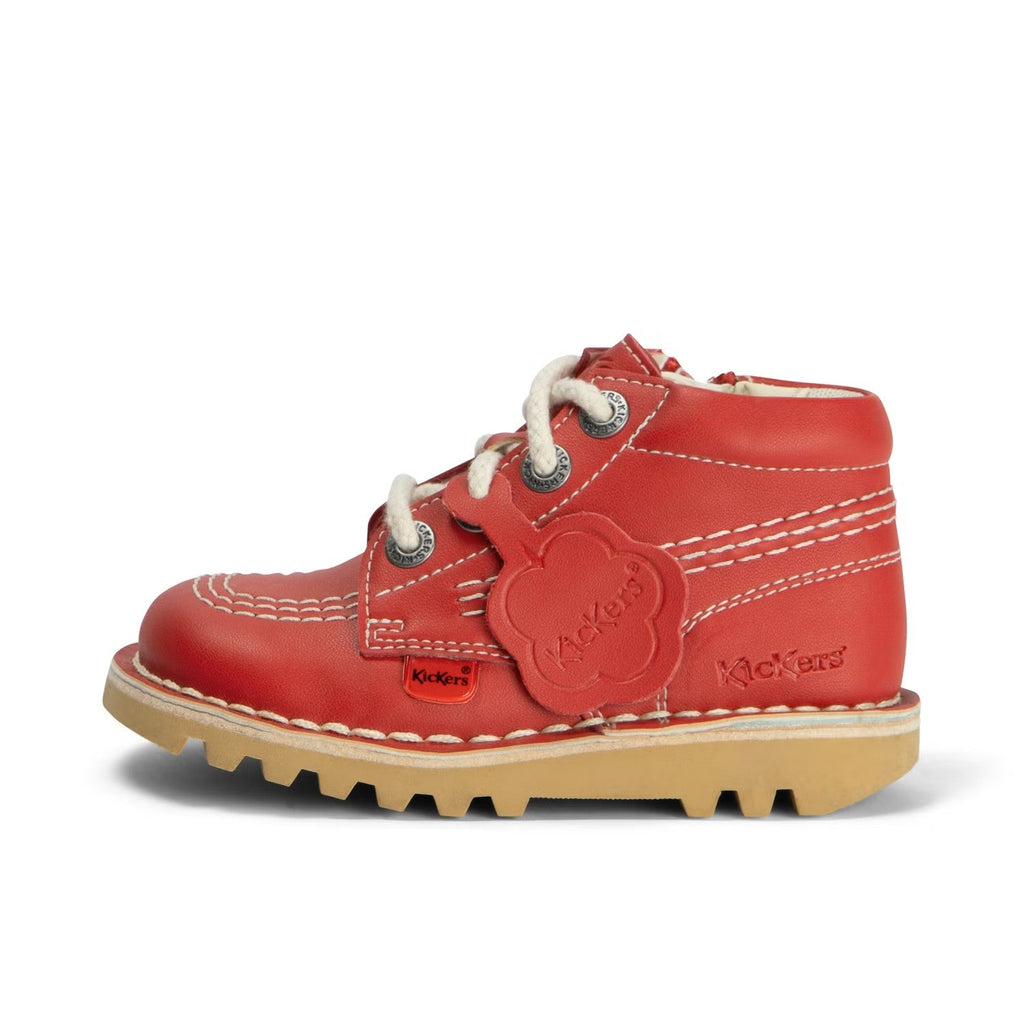 Kickers: Infant Unisex Kick Hi Zip - Leather Red - Acorn & Pip_Kickers