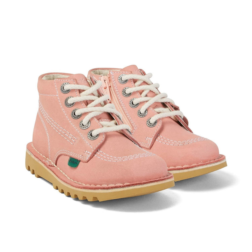 Kickers: Infant Unisex Kick Hi Zip Nubuck Light Pink - Acorn & Pip_Kickers