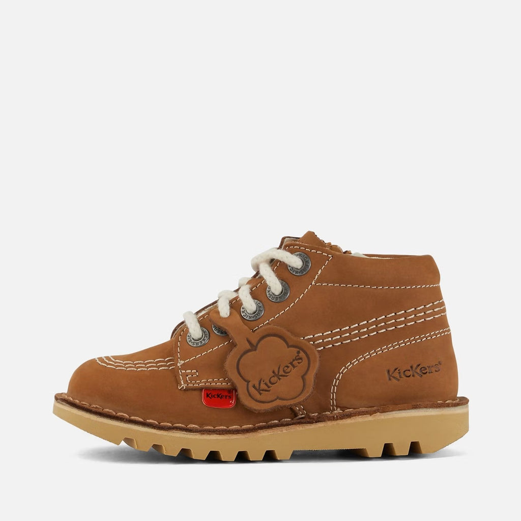 Kickers: Infant Unisex Kick Hi Zip Nubuck - Tan - Acorn & Pip_Kickers
