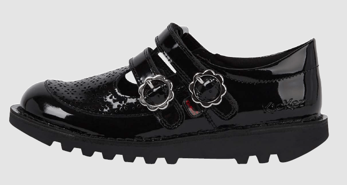 Kickers: T - Bar Meadow Girls School Shoes - Black Patent - Acorn & Pip_Kickers