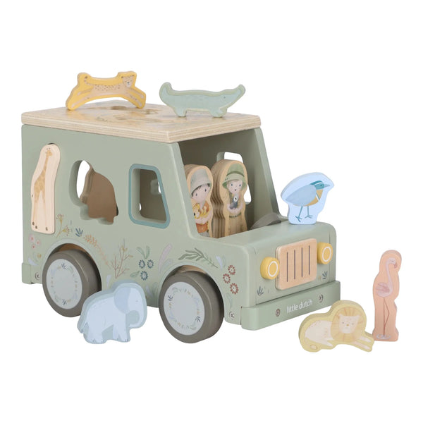 Little Dutch Safari Friends Wooden Shape Sorter Car