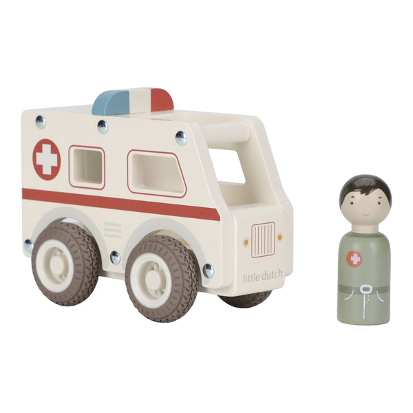 Little Dutch Wooden Ambulance with Peg Doll