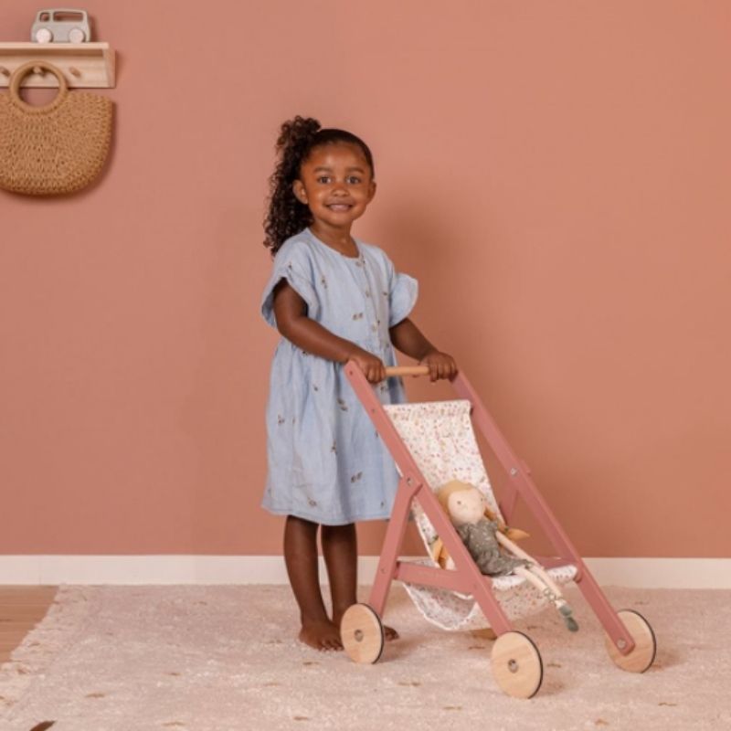 Little Dutch: Wooden Doll Stroller - Flowers & Butterflies - Acorn & Pip_Little Dutch