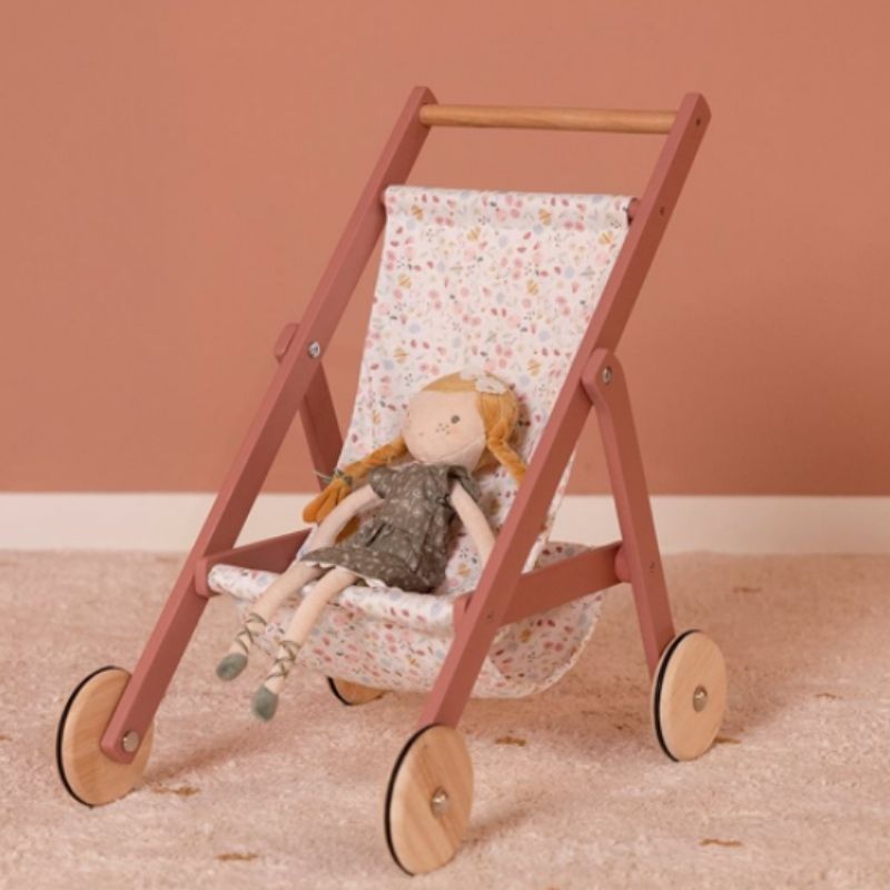 Little Dutch: Wooden Doll Stroller - Flowers & Butterflies - Acorn & Pip_Little Dutch