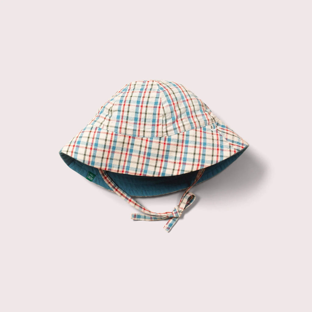 Little Green Radicals: Checked Seersucker Reversible Sunhat - Acorn & Pip_Little Green Radicals