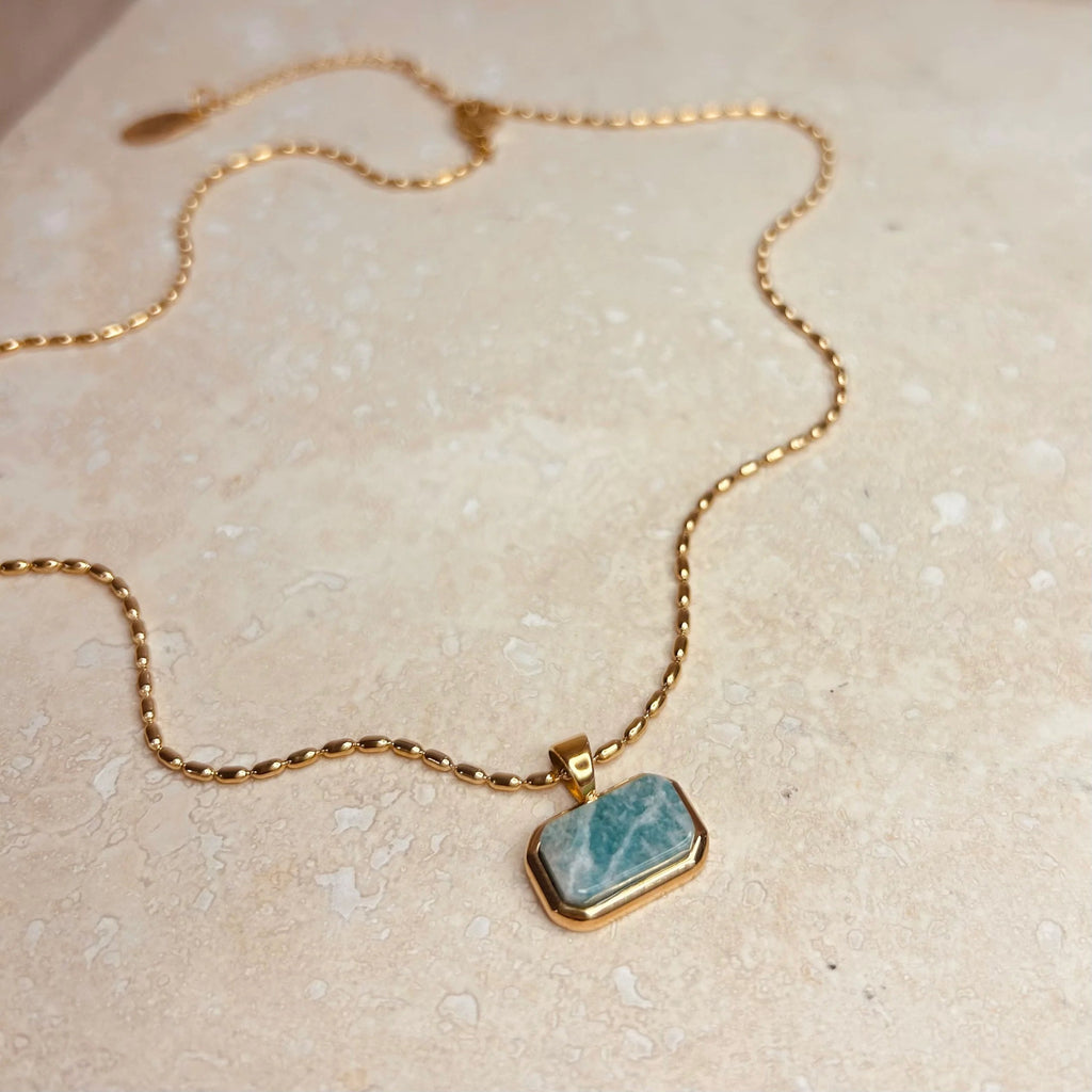 Little Nell: Everyday Marble Tablet Necklace - Acorn & Pip_Little Nell Jewellery