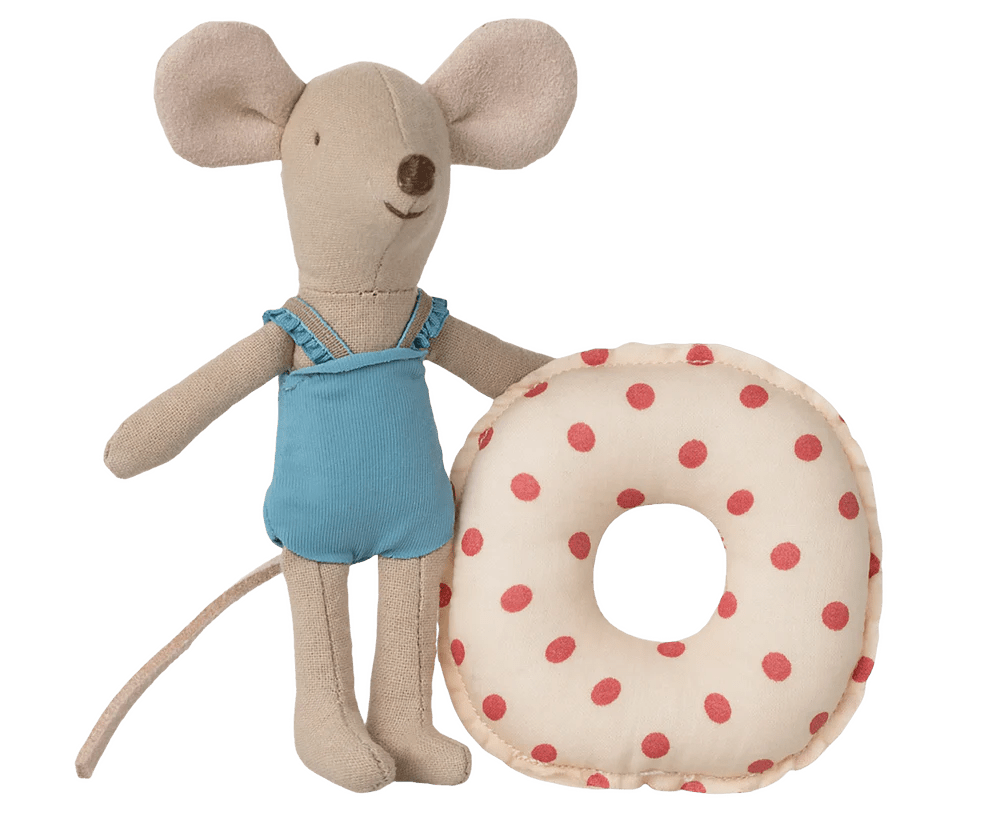 Maileg: Beach Mouse with Float Little Sister - Red dot - Acorn & Pip_Maileg