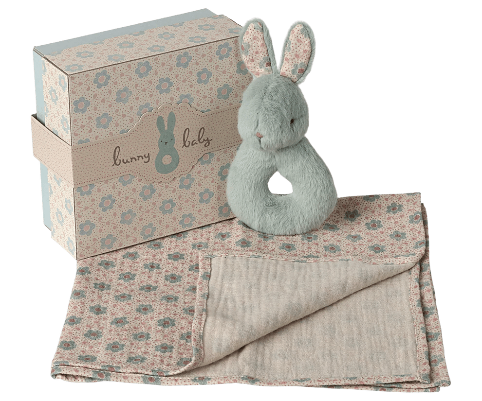 Maileg: Rabbit Rattle Set - Mint - Acorn & Pip_Maileg