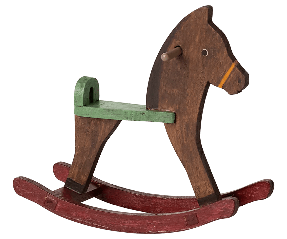 Maileg: Rocking horse, Mouse - Dark brown - Acorn & Pip_Maileg