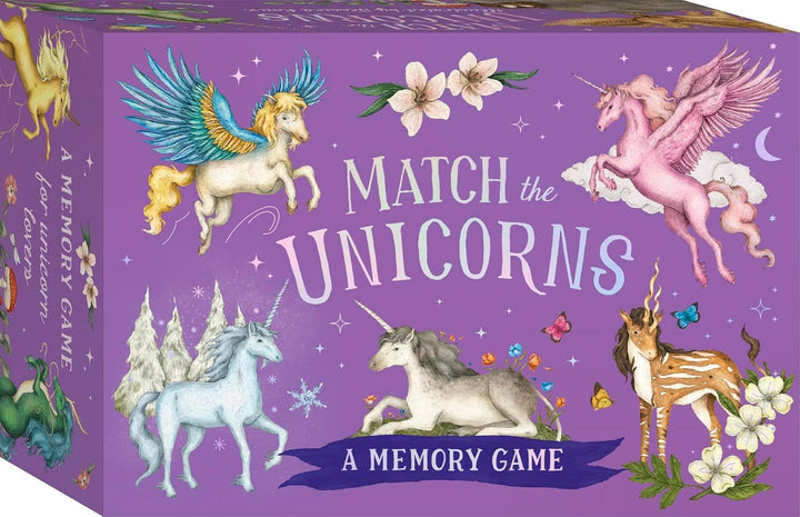 Match the Unicorns memory game purple gift box