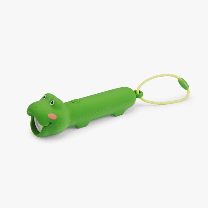 Moulin Roty green frog flashlight side view