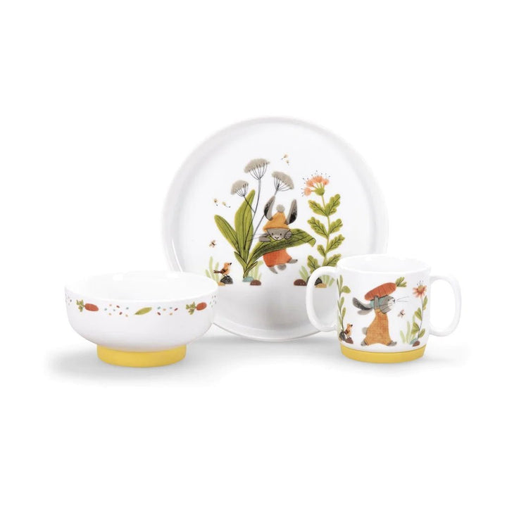 Moulin Roty: Porcelain Dish Set - Trois Petits Lapins - Acorn & Pip_Moulin Roty