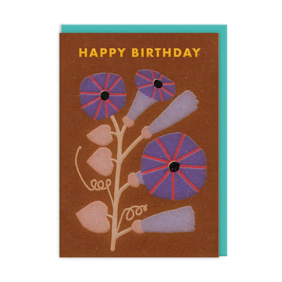 Ohh Deer: Brown Floral Birthday Card - Acorn & Pip_Ohh Deer