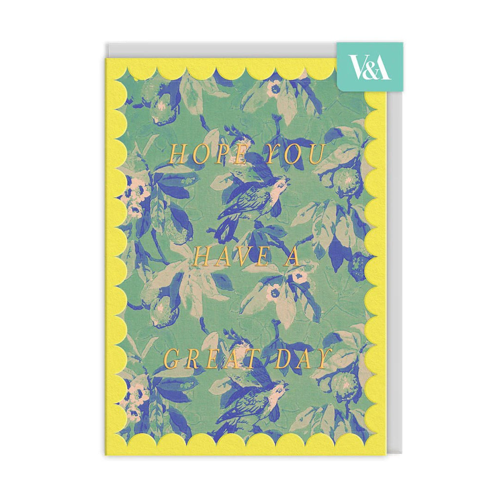 Ohh Deer: V&A Scalloped Green and Blue Birds Birthday Card - Acorn & Pip_Ohh Deer