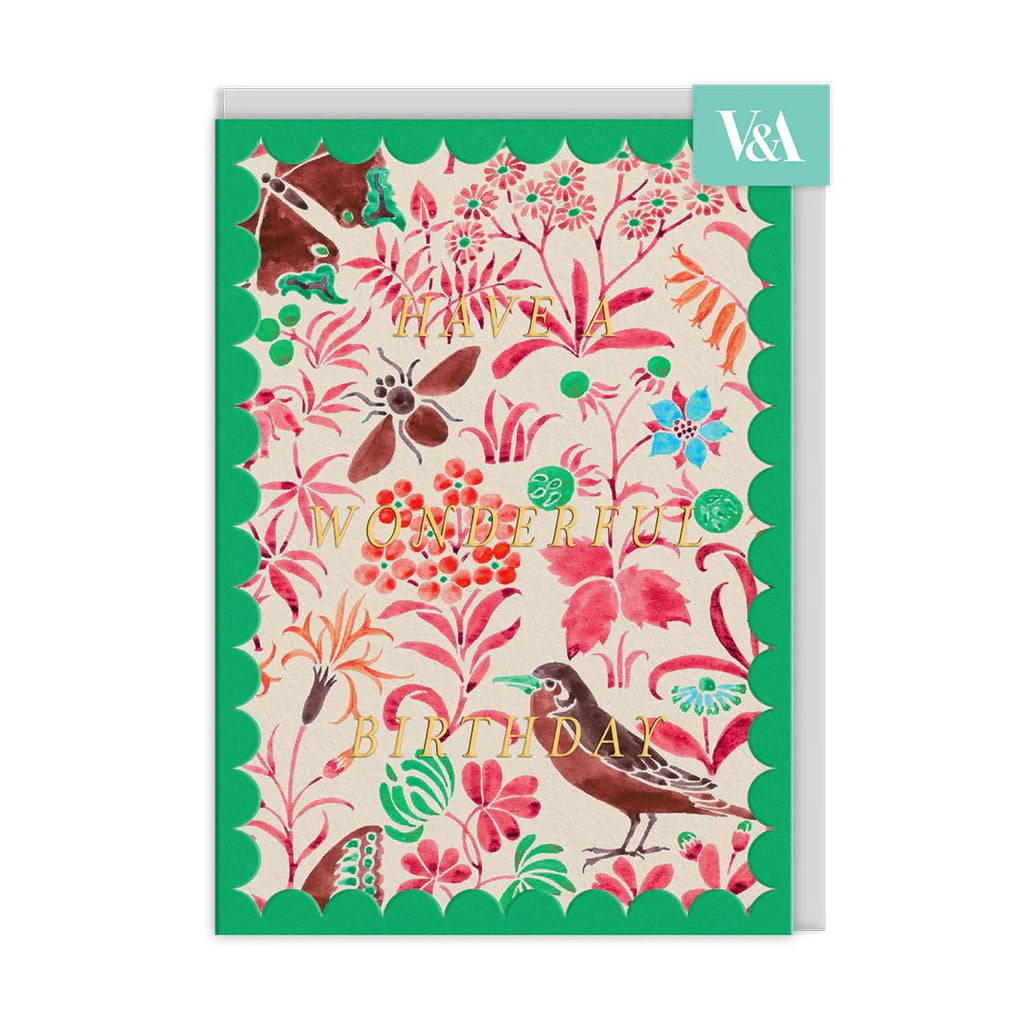 Ohh Deer: V&A Scalloped Voysey Wildlife Birthday Card - Acorn & Pip_Ohh Deer
