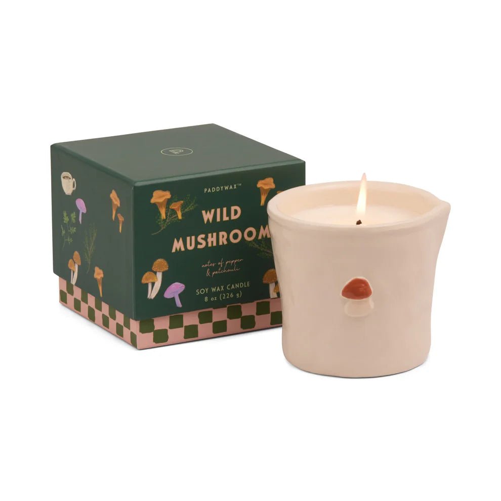 Paddywax: Bistro 8oz Mushroom Ceramic Candle - Wild Mushroom - Acorn & Pip_Paddywax