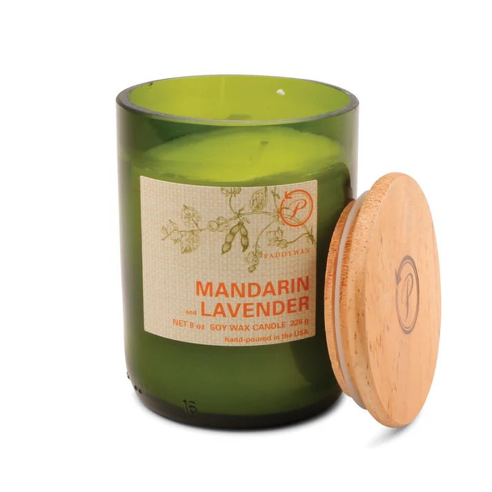 Paddywax: Green Recycled Glass Candle - Mandarin + Lavender (226g) - Acorn & Pip_Paddywax
