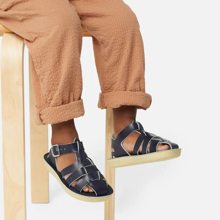 Salt - Water Sandals: Shark Fisherman Navy Kids Sandal - Acorn & Pip_Salt - Water Sandals