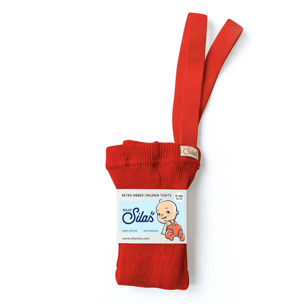 Silly Silas: Footed Tights - Love Red - Acorn & Pip_Silly Silas