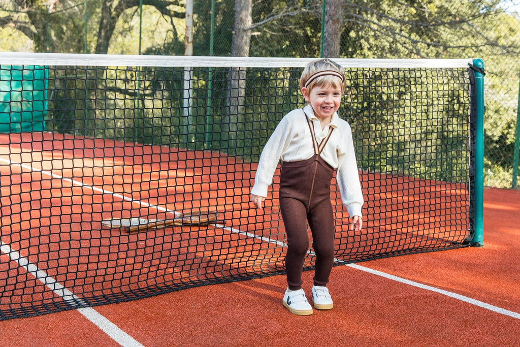 Silly Silas: Retro Ribbed Footless Tights - Chocolate Brown Stripes - Acorn & Pip_Silly Silas