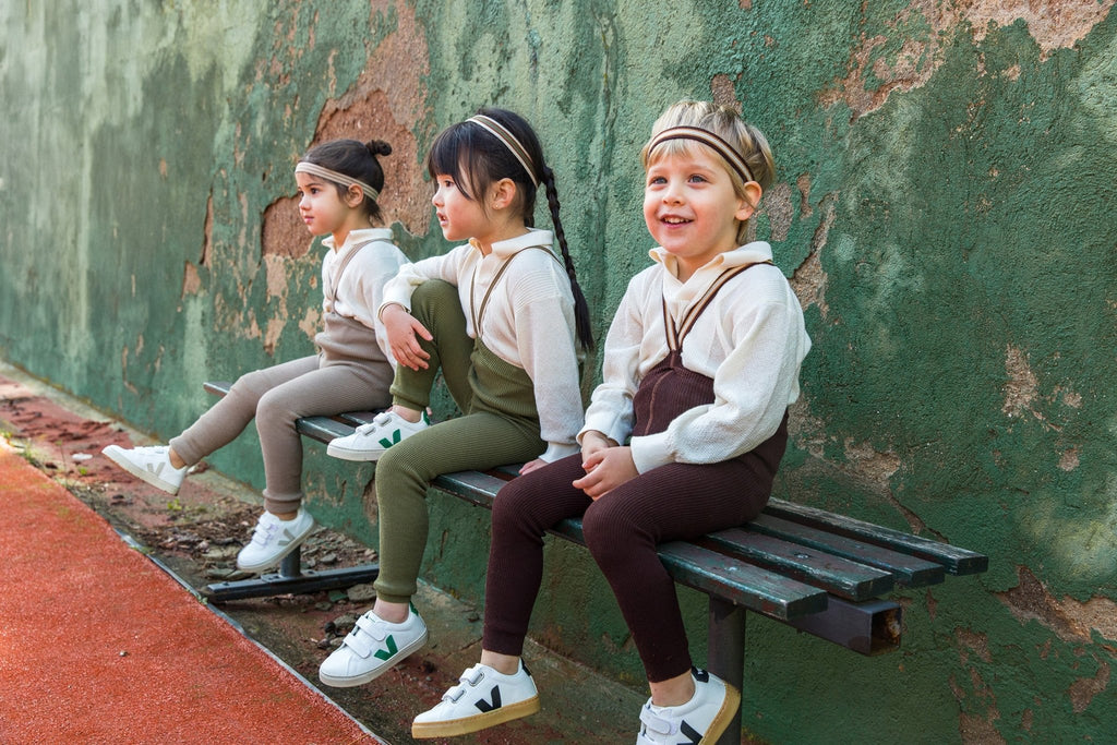 Silly Silas: Retro Ribbed Footless Tights - Chocolate Brown Stripes - Acorn & Pip_Silly Silas