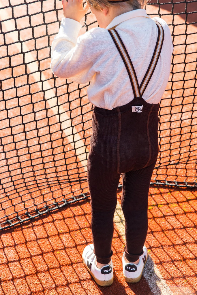 Silly Silas: Retro Ribbed Footless Tights - Chocolate Brown Stripes - Acorn & Pip_Silly Silas