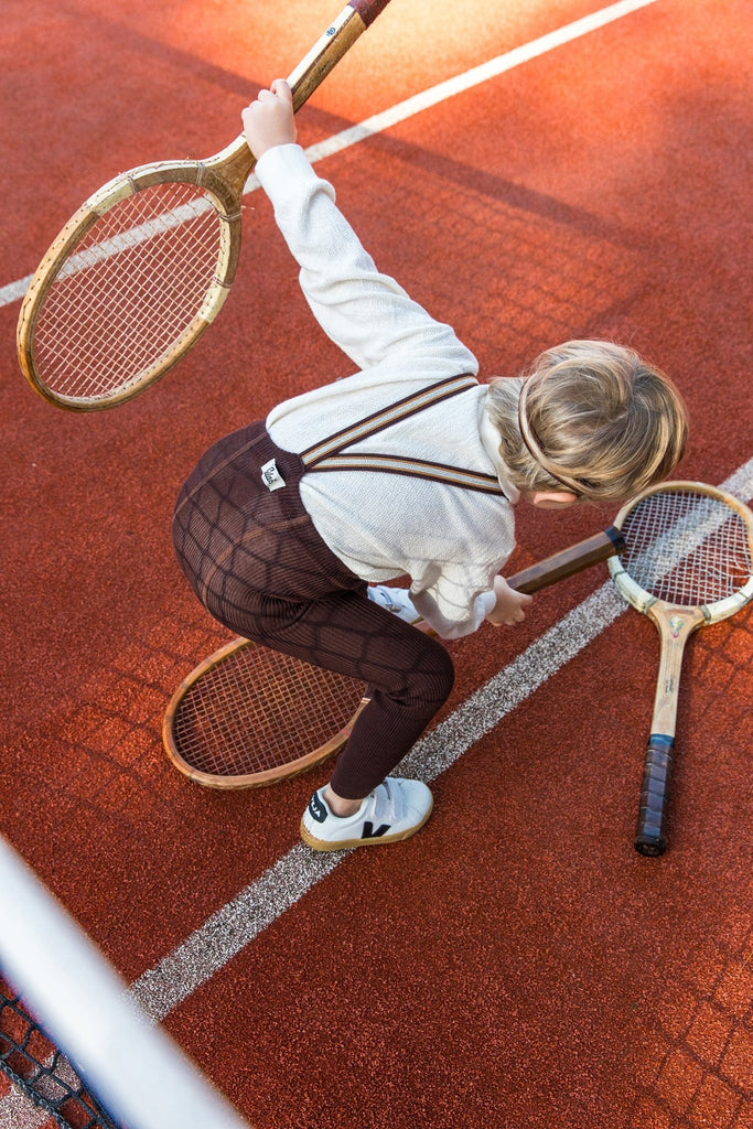 Silly Silas: Retro Ribbed Footless Tights - Chocolate Brown Stripes - Acorn & Pip_Silly Silas