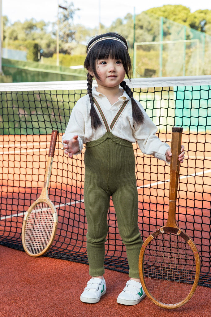Silly Silas: Retro Ribbed Footless Tights - Olive Striped - Acorn & Pip_Silly Silas